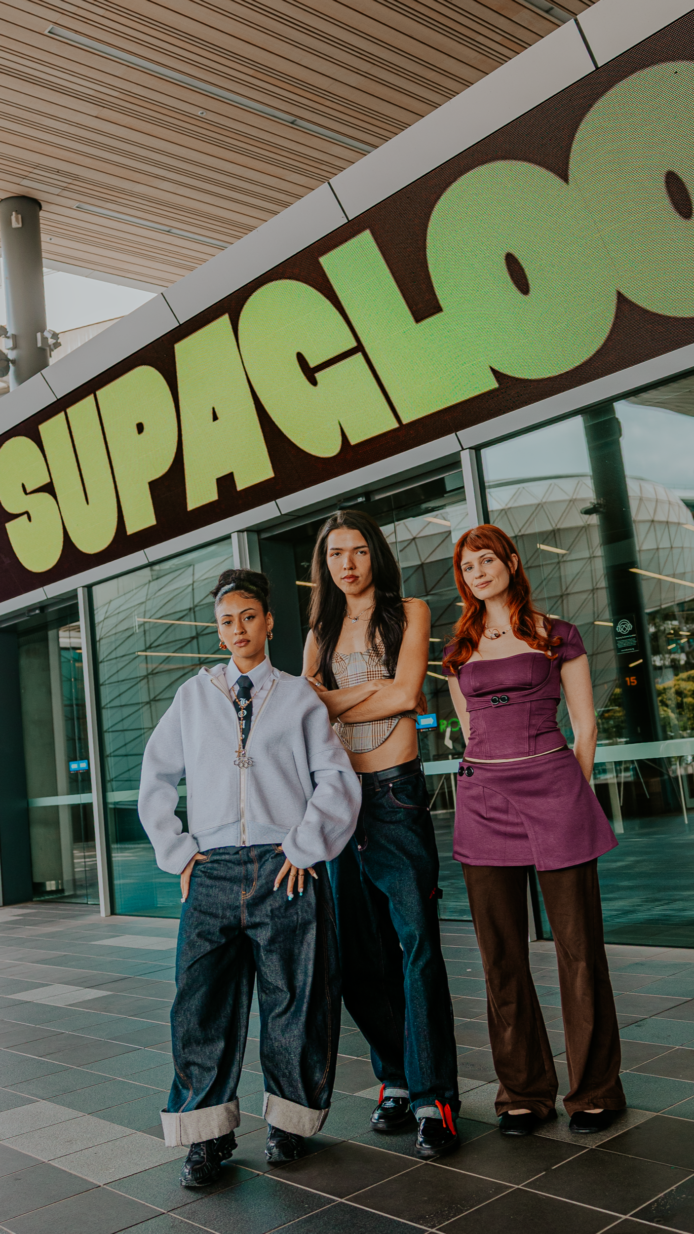 Three artists promoting the SUPAGLOO event at MCA.